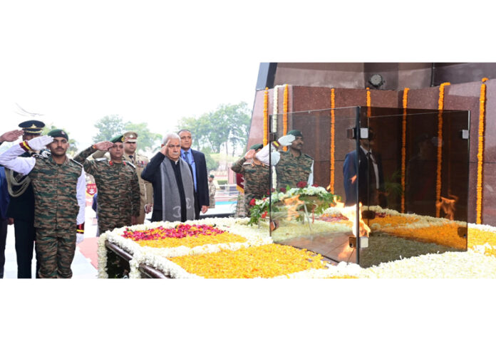 LG paying homage to brave hearts at Balidan Stambh. LG paying homage to brave hearts at Balidan Stambh.