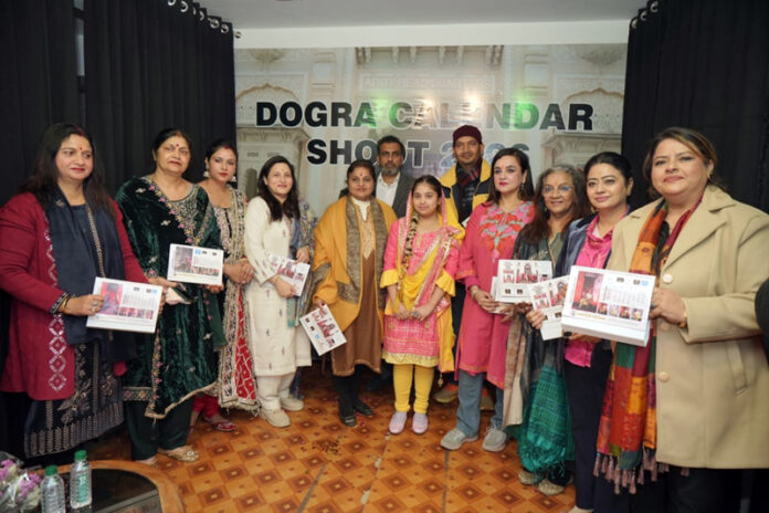 Former Minister Priya Sethi launching the Grand Calendar 2026 in Jammu.