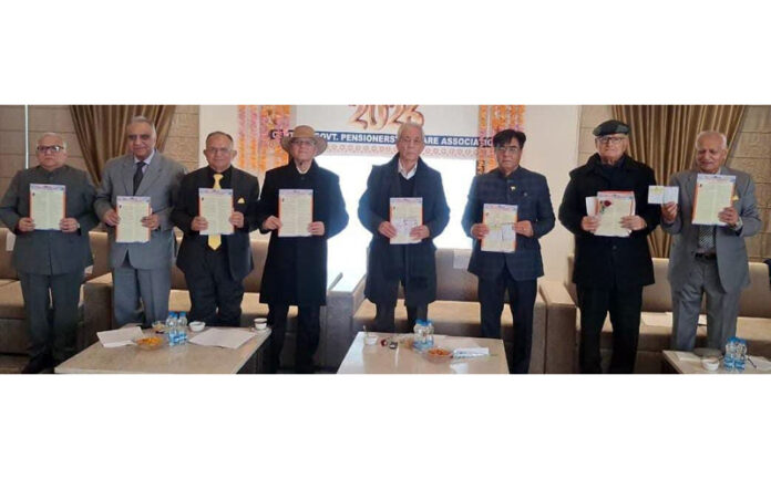 Dignitaries releasing the second issue of Jammu Pensioners' Post in Jammu on Saturday. Dignitaries releasing the second issue of Jammu Pensioners' Post in Jammu on Saturday.