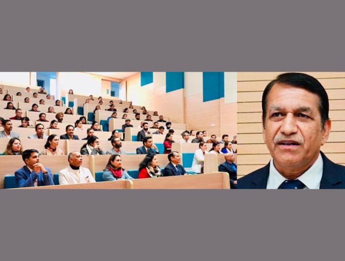 ED & CEO of AIIMS Jammu, Prof (Dr) Daya Nand Sharma, addressing faculty of the Institute on Tuesday.
