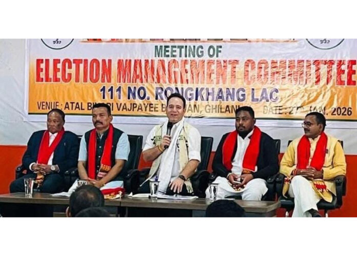 Leader of opposition in JK Assembly & Co-incharge Assam elections, Sunil Sharma chairing an election strategy meeting in Assam on Tuesday.