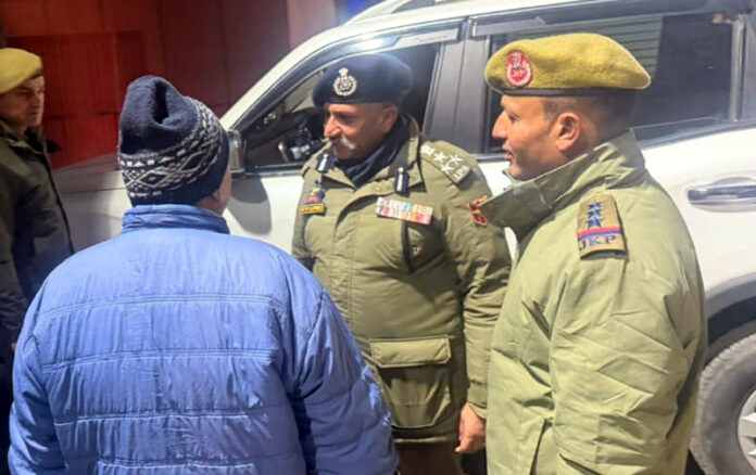 DIG JSK Range Shiv Kumar Sharma interacting with police personnel in Jammu on Tuesday.