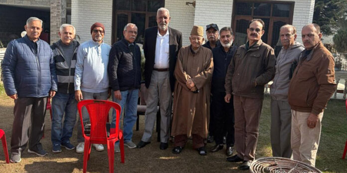 A delegation of Shiv Mandir Welfare Committee, Anantnag during a meeting with MLA, Peerzada Mohammed Syed at Jammu on Tuesday.