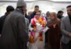 Waqf Board Chairperson Dr Darakhshan Andrabi meeting people after inaugurating Admn Block and OACP dome at a Ziyarat in Anantnag.