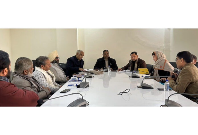 BJP leaders during a party meeting at Jammu on Tuesday. BJP leaders during a party meeting at Jammu on Tuesday.