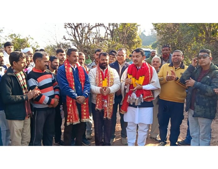 MLA R S Pathania and others at the inauguration of restoration work.