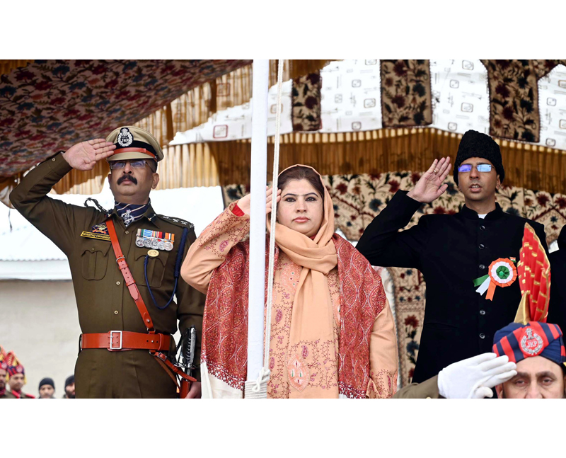 DDC Chairperson Shopian taking salute from marching contingent.