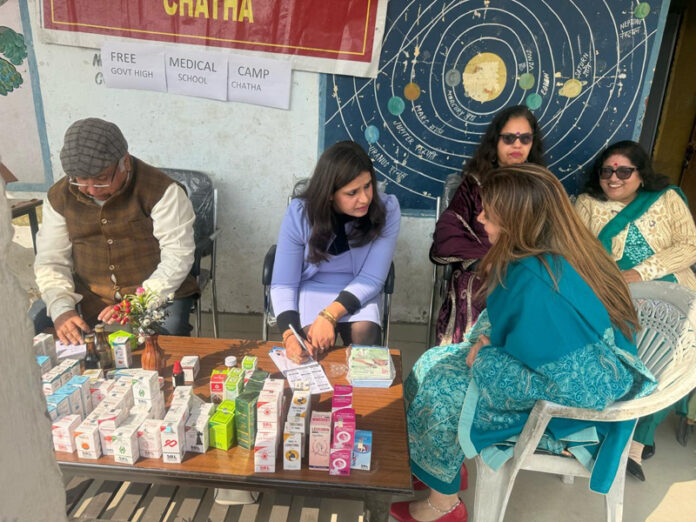 Dr Shakti Dhar along with his medical team during a medical camp at Chatha, Jammu.