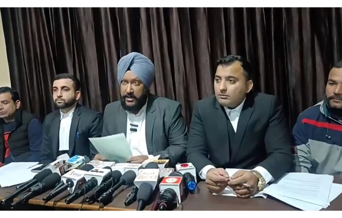Amandeep Singh Boparai addressing media persons in Jammu on Tuesday.