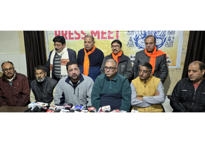 Youth 4 PK leaders at a press conference at Jammu on Tuesday. -Excelsior/Rakesh