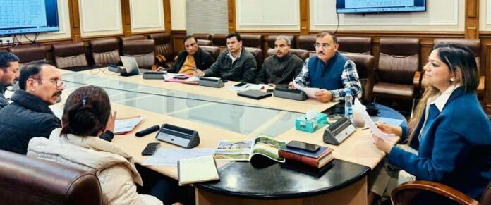 Comm Secy YSS Yasha Mudgal chairing a meeting at Jammu on Saturday.