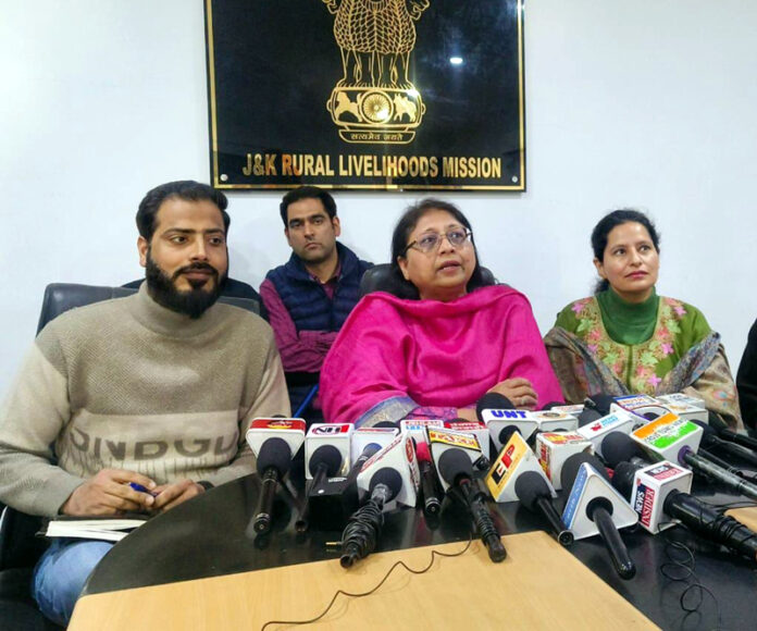 Mission Director JKRLM Dr Shubhra Sharma interacting with media.