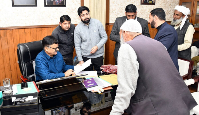 Minister Javed Rana meeting a delegation at Jammu on Friday. Minister Javed Rana meeting a delegation at Jammu on Friday.