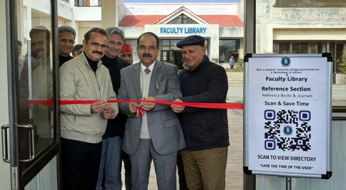 SKUAST VC inaugurating QR code system in Faculty Library at R S Pura Campus on Friday.
