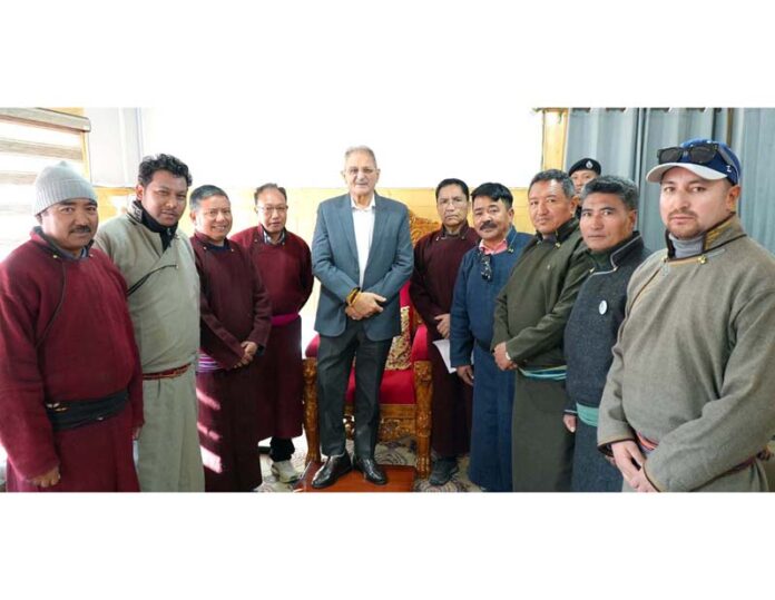 LG Kavinder Gupta during interaction with various delegations in Leh.