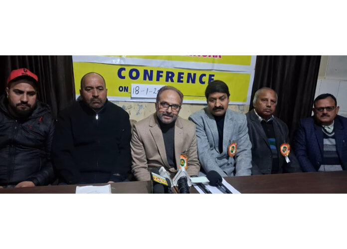 FA Rishi, convener, FNPO J&K Circle, and others during a press conference at Jammu.