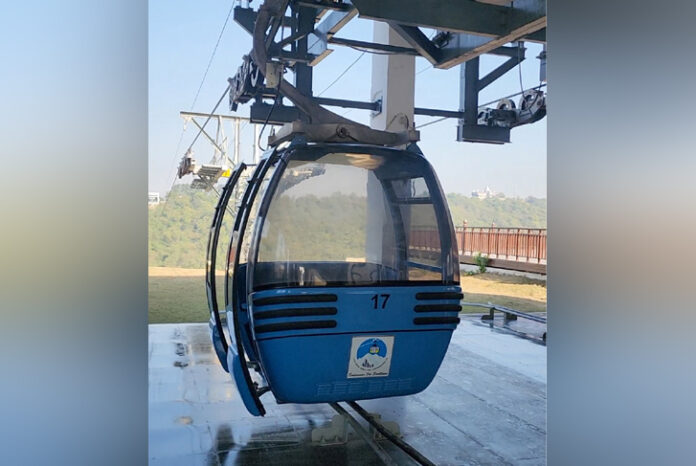 ropeway7 An empty cabin awaits passengers at Jammu Ropeway Station. - Excelsior/Rakesh