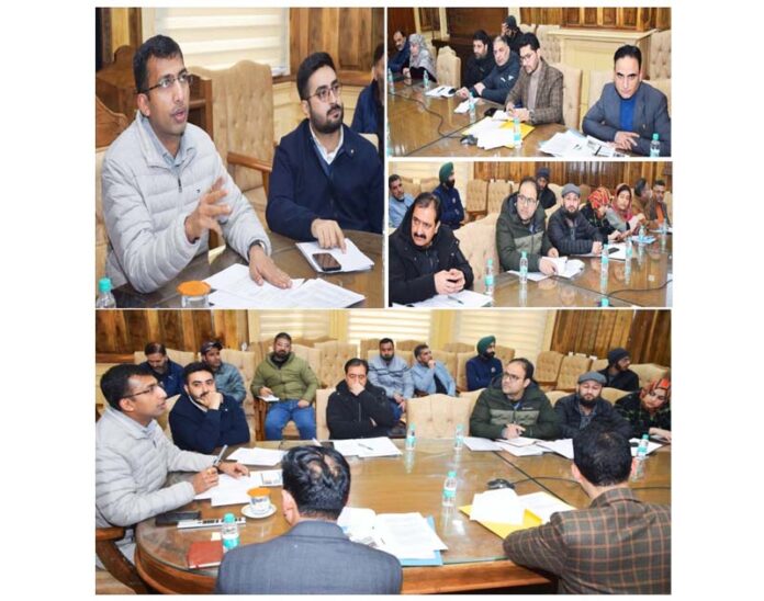 Divisional Commissioner Anshul Garg, along with Secretary Transport, Avny Lavasa chairing a meeting to review the removal of bottlenecks for water transport in River Jhelum.