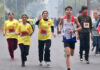 Young runners during the ‘Mini Marathon 1.0 – Run with the Rising Sun organised by the Department of Youth Services & Sports, Jammu on Sunday.