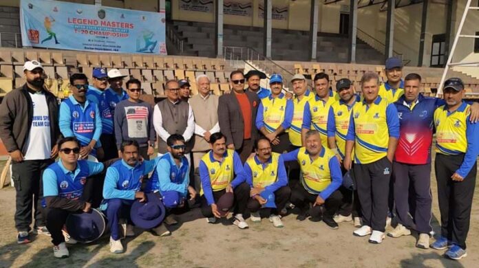 Players with dignitaries during opening ceremony at MA Stadium.