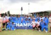 Team India posing alongwith U-19 World Cup Trophy in Harare.