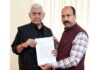 MLA Bishnah meeting LG Manoj Sinha on Saturday.