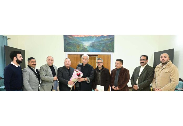 LG Manoj Sinha during his meeting with a delegation in Jammu.