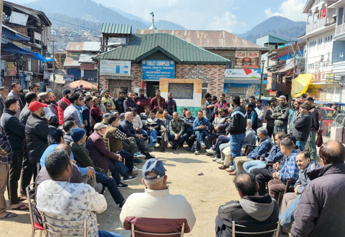 Members of prominent organisations and civil society during a meeting in Bhaderwah on Sunday. -Excelsior/Tilak Raj Members of prominent organisations and civil society during a meeting in Bhaderwah on Sunday. -Excelsior/Tilak Raj