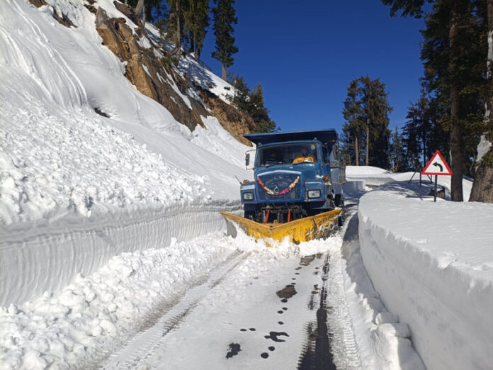 A vehicle moving on Bhaderwah-Bani-Basohli National Highway. -Excelsior/Tilak Raj
