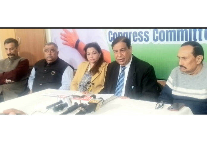 JKPCC chief spokesperson, Ravinder Sharma addressing press conference in Jammu.