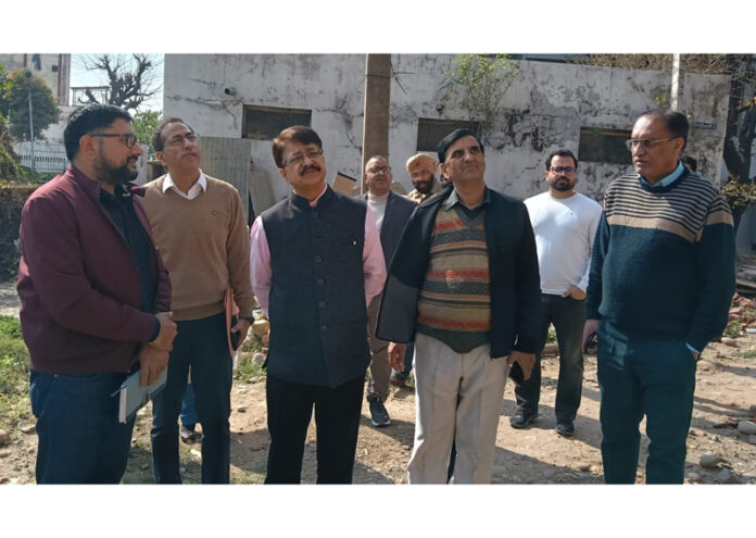 Commissioner STD reviewing construction of Office-cum-Residential Complex at Jammu on Monday. Commissioner STD reviewing construction of Office-cum-Residential Complex at Jammu on Monday.
