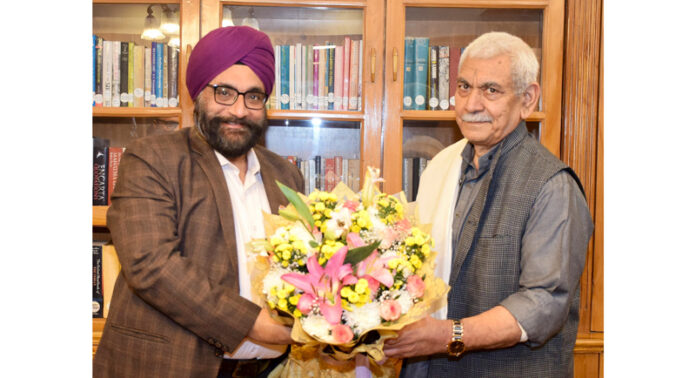 Chairman IOCL AS Sahney meeting with LG Manoj Sinha on Saturday. Chairman IOCL AS Sahney meeting with LG Manoj Sinha on Saturday.