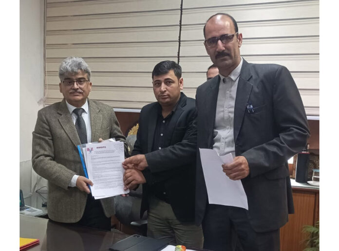 NMOPS delegation submitting memorandum to Chief Secy, Atal Dulloo during meeting in Jammu.
