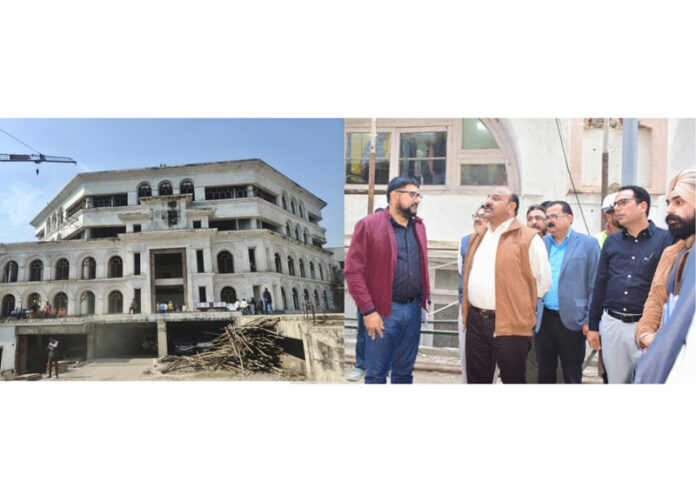 Deputy Chief Minister inspecting progress of works on the under-construction Assembly Complex at Jammu.