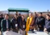 LG Kavinder Gupta posing along with the students in Leh.