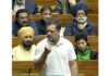 Leader of Opposition Rahul Gandhi speaks in Lok Sabha on Wednesday. (UNI)