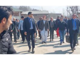 CM Omar Abdullah during tour of Ganderbal on Tuesday. -Excelsior/Firdous