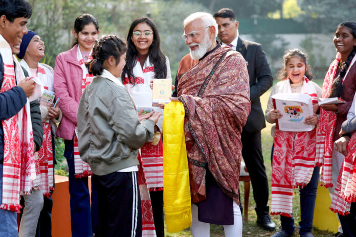 Prime Minister Narendra Modi interacts with students during the ninth edition of the interactive programme ‘Pariksha Pe Charcha’ (PPC), in New Delhi on Friday. (UNI) Prime Minister Narendra Modi interacts with students during the ninth edition of the interactive programme ‘Pariksha Pe Charcha’ (PPC), in New Delhi on Friday. (UNI)