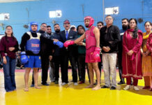 District Udhampur Wushu C’ship concludes Dignitaries posing along Wushu athletes.