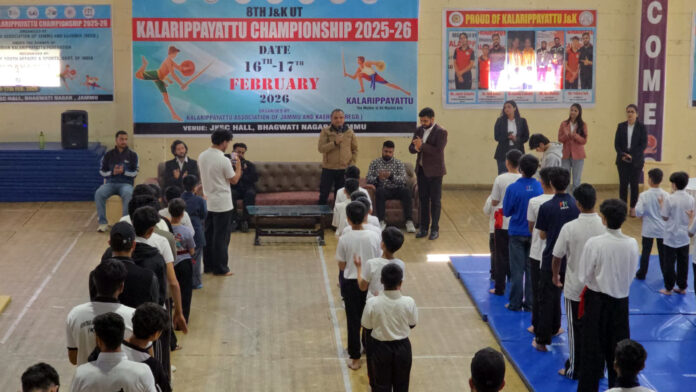 Kalarippayattu athletes during an event at Jammu.