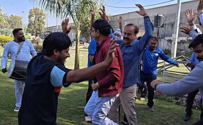 JKCA members and criketers danced to dhol beats at Association headquarters in Jammu to celebrate J&K’s maiden Ranji Trophy title win. - Excelsior/Rakesh JKCA members and criketers danced to dhol beats at Association headquarters in Jammu to celebrate J&K’s maiden Ranji Trophy title win. - Excelsior/Rakesh