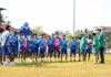 RKFC players being briefed by their coach during a training session in Goa.