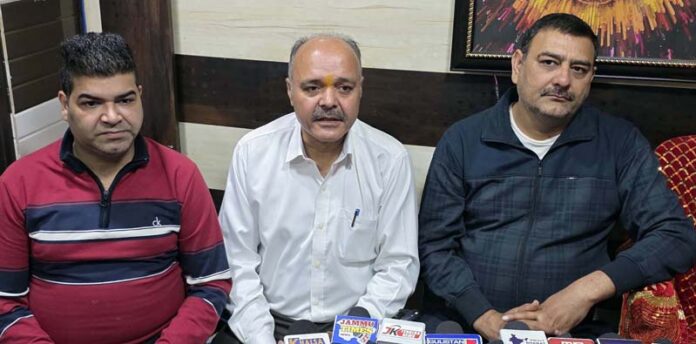 Organisers of Chandi Mata Sthapna Diwas addressing a press conference in Jammu on Friday. Organisers of Chandi Mata Sthapna Diwas addressing a press conference in Jammu on Friday.