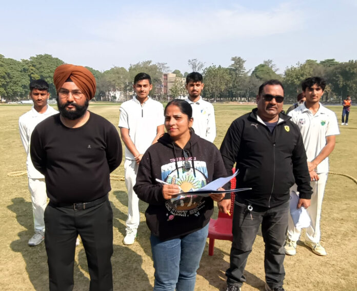 Experts conducting U-19 boys’ cricket trials at University of Jammu.