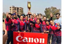 JCDA Cricket Cup 2026 concludes Winning team posing along with trophy.