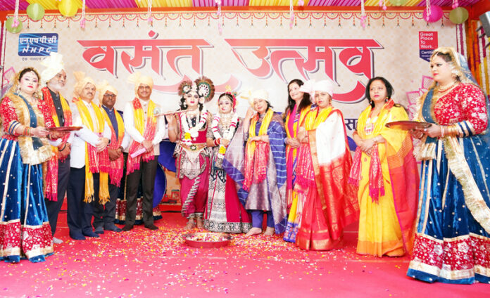 Local artists from Mathura presenting folk songs and dances during a function organised by NHPC on Monday.