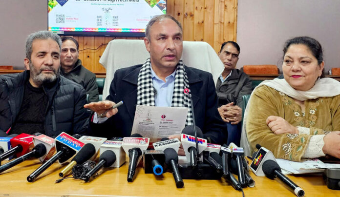 VC SKUAST-K during a press conference in Srinagar on Friday. —Excelsior/Shakeel