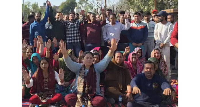 Nagari residents protesting on Thursday.