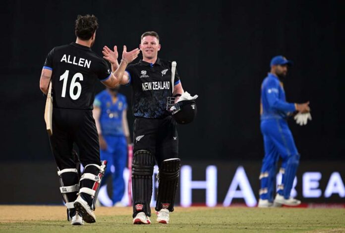 New Zealand players celebrating after convincing victory against UAE.