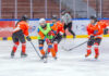 Players in action at Royal Enfield Ice Hockey League Season 3 in Leh.